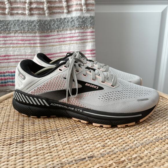 Brooks Adrenaline GTS 22 Grey Rose Black Road-Running Sneakers Women’s 9.5 - Picture 2 of 9